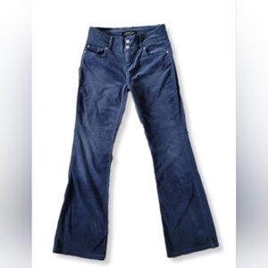 London Jean Pants Blue Corduroy Flare Leg 5 Pocket Size 4